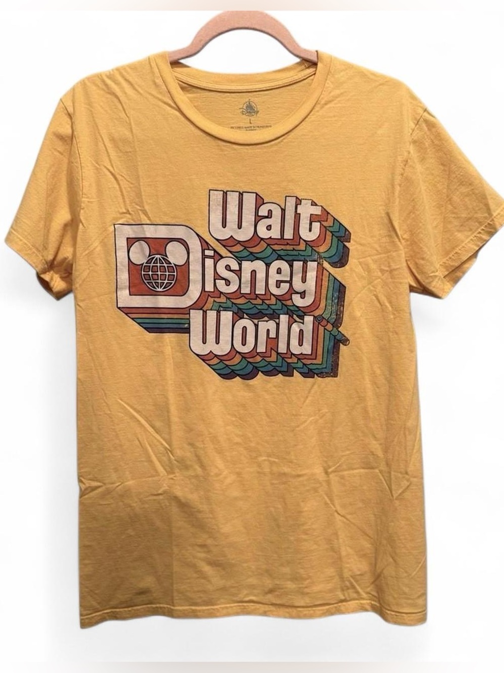 Disney Parks Walt Disney World Retro Logo Yellow T-shirt Large